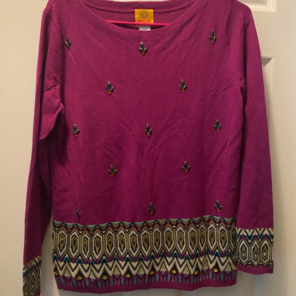 Vintage Ruby rd Petites embellished medium sweater
